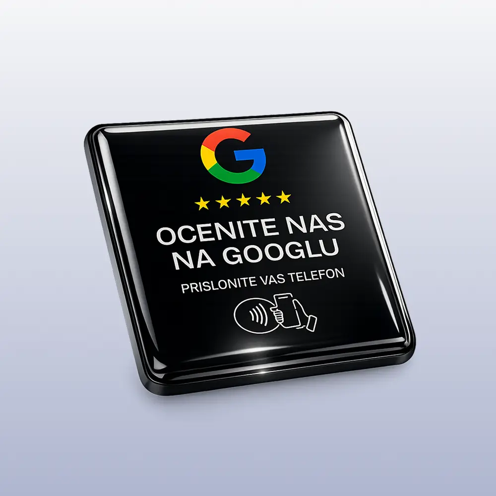 Black square with Google logo and text on a light gray background