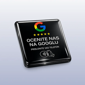 Black square with Google logo and text on a light gray background